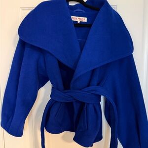 Free People Blue Belted Wrap Coat